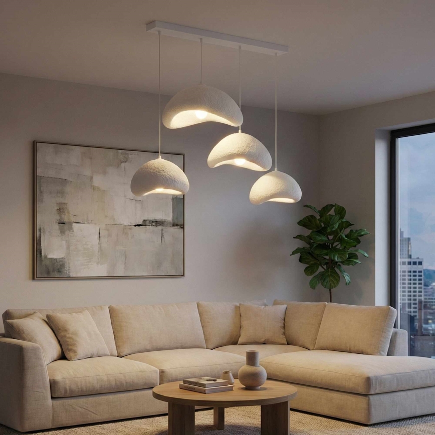 Brilagi - Lampadario a sospensione con cavo LUNA 4xE27/40W/230V bianco