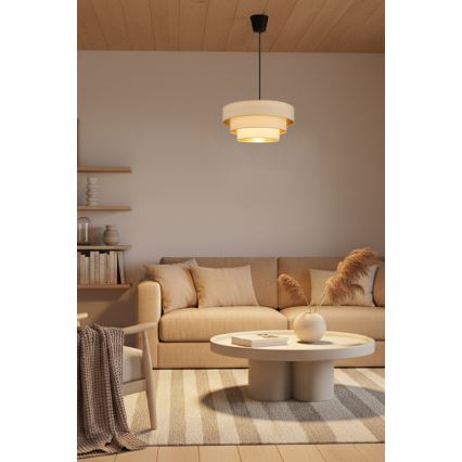 Brilagi - Lampadario a sospensione con cavo LUNETA 1xE27/60W/230V Ø 40 cm crema/oro