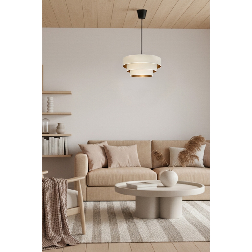 Brilagi - Lampadario a sospensione con cavo LUNETA 1xE27/60W/230V Ø 40 cm crema/oro