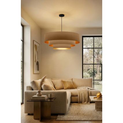 Brilagi - Lampadario a sospensione con cavo LUNETA 3xE27/60W/230V, Ø 80 cm, beige/oro