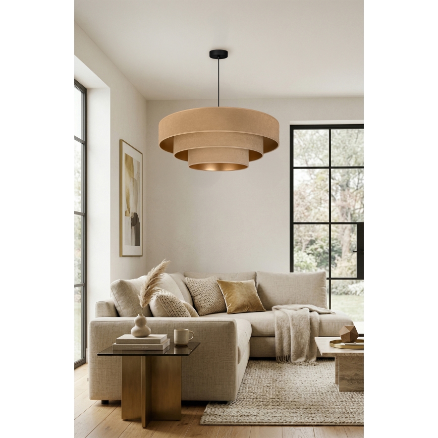 Brilagi - Lampadario a sospensione con cavo LUNETA 3xE27/60W/230V, Ø 80 cm, beige/oro