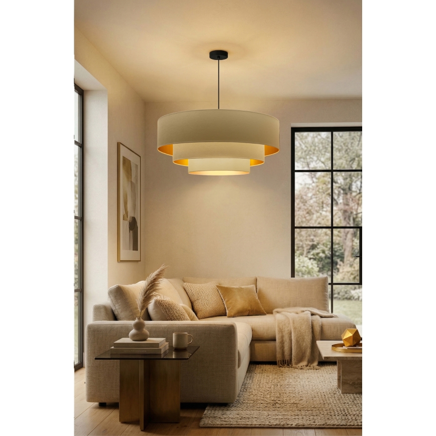Brilagi - Lampadario a sospensione con cavo LUNETA 3xE27/60W/230V Ø 80 cm crema/oro