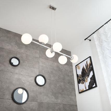 Brilagi - Lampadario a sospensione con cavo MALONY 6xE14/20W/230V cromo lucido