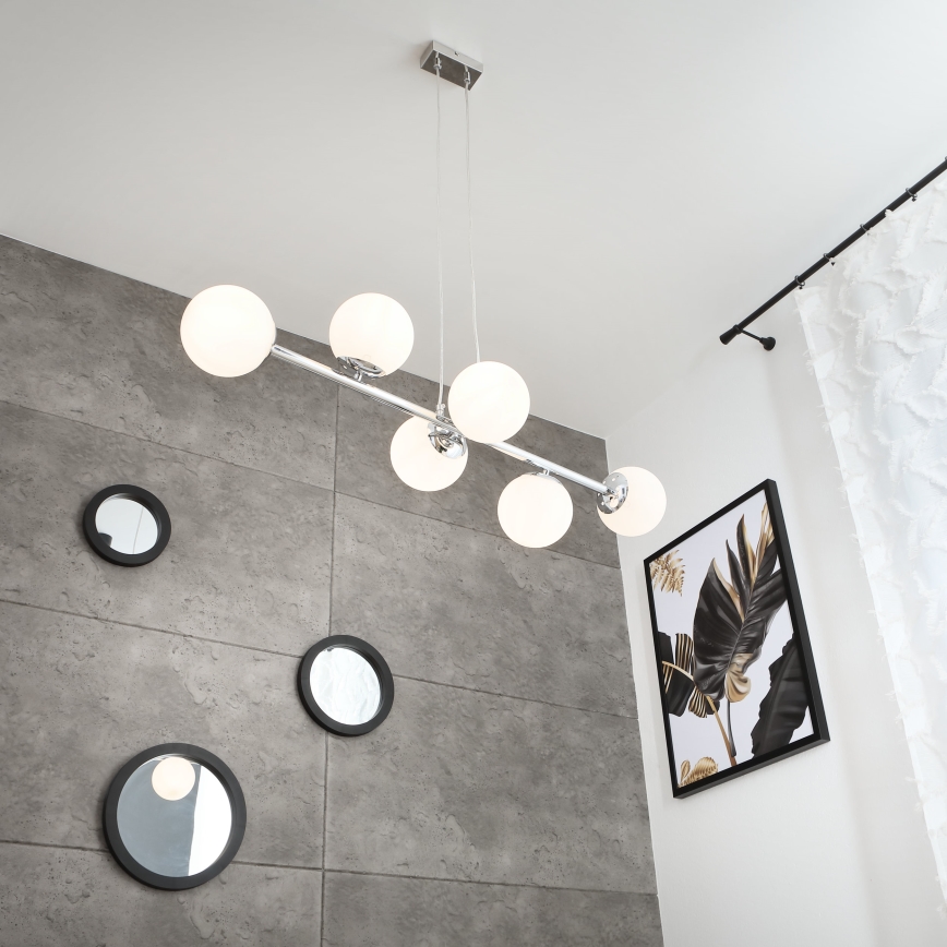 Brilagi - Lampadario a sospensione con cavo MALONY 6xE14/20W/230V cromo lucido