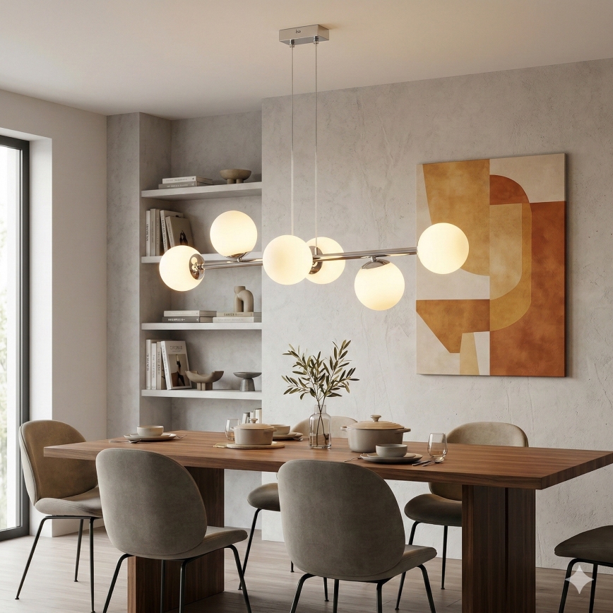 Brilagi - Lampadario a sospensione con cavo MALONY 6xE14/20W/230V cromo lucido