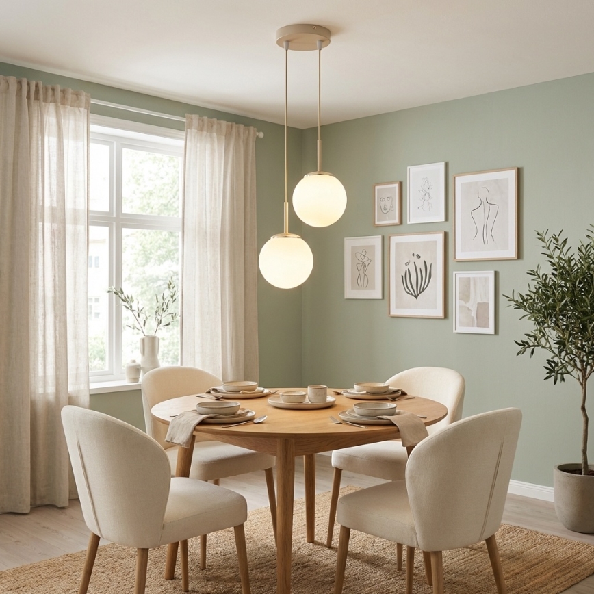 Brilagi - Lampadario a sospensione con cavo MILO ECRU 2xE27/60W/230V beige/oro