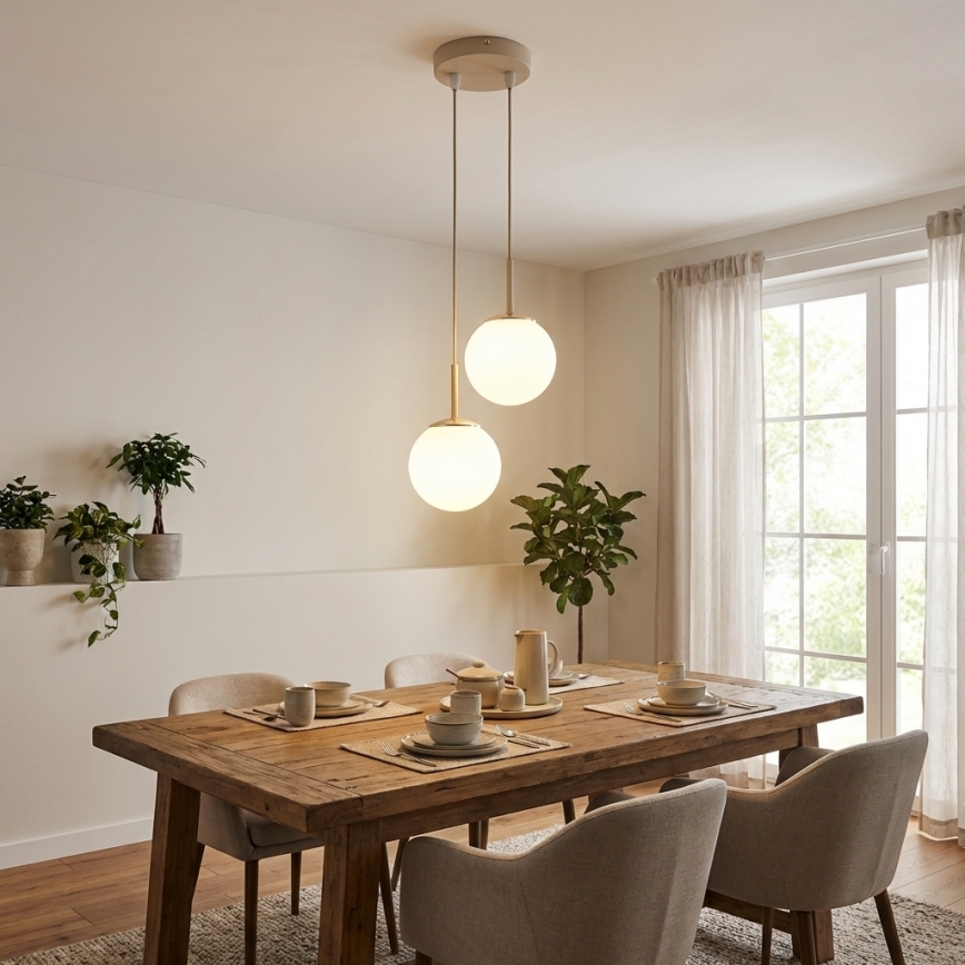 Brilagi - Lampadario a sospensione con cavo MILO ECRU 2xE27/60W/230V beige/oro