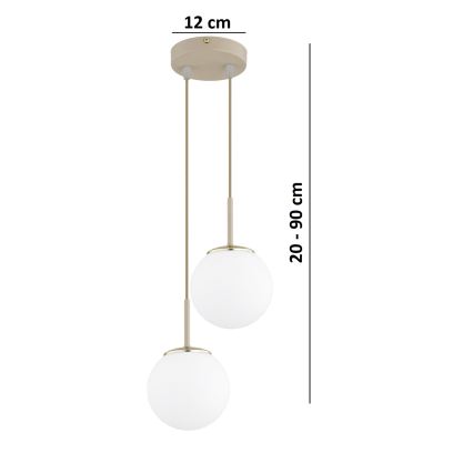 Brilagi - Lampadario a sospensione con cavo MILO ECRU 2xE27/60W/230V beige/oro