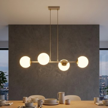 Brilagi - Lampadario a sospensione con cavo MILO ECRU 4xE27/60W/230V beige/oro