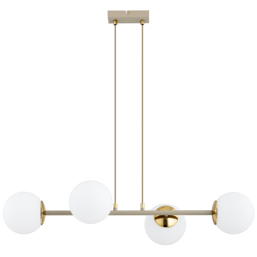 Brilagi - Lampadario a sospensione con cavo MILO ECRU 4xE27/60W/230V beige/oro
