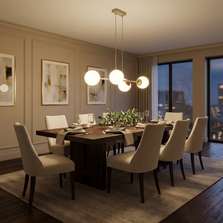 Brilagi - Lampadario a sospensione con cavo MILO ECRU 4xE27/60W/230V beige/oro