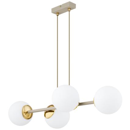 Brilagi - Lampadario a sospensione con cavo MILO ECRU 4xE27/60W/230V beige/oro