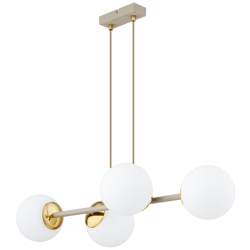 Brilagi - Lampadario a sospensione con cavo MILO ECRU 4xE27/60W/230V beige/oro