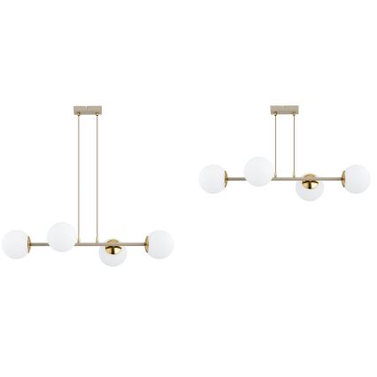 Brilagi - Lampadario a sospensione con cavo MILO ECRU 4xE27/60W/230V beige/oro