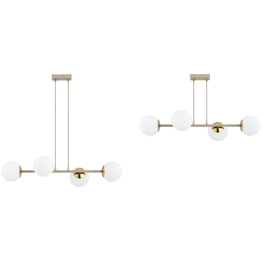 Brilagi - Lampadario a sospensione con cavo MILO ECRU 4xE27/60W/230V beige/oro