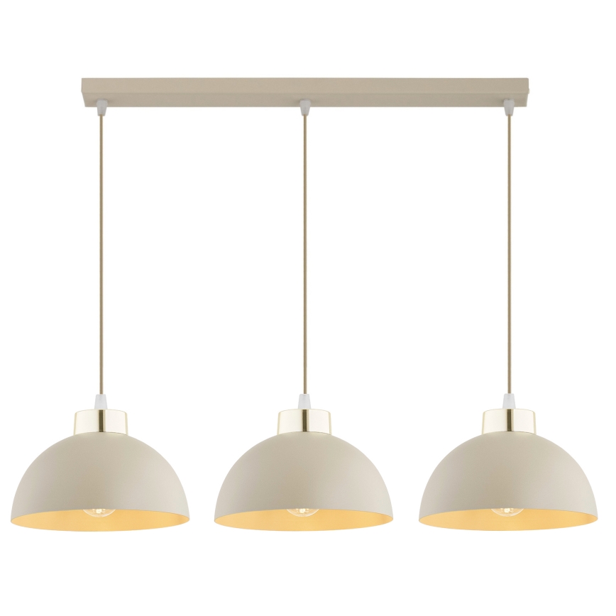 Brilagi - Lampadario a sospensione con cavo MOON 3xE27/60W/230V beige/oro