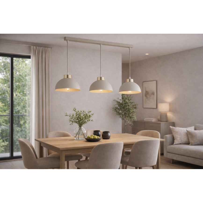 Brilagi - Lampadario a sospensione con cavo MOON 3xE27/60W/230V beige/oro
