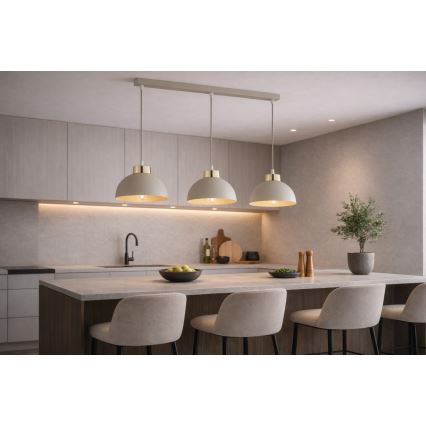 Brilagi - Lampadario a sospensione con cavo MOON 3xE27/60W/230V beige/oro