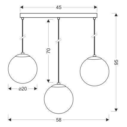BRILAGI - Lampadario a sospensione con cavo POLOS 3xE27/40W/230V nero