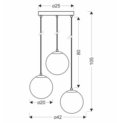 BRILAGI - Lampadario a sospensione con cavo POLOS 3xE27/40W/230V Ø 42 cm nero