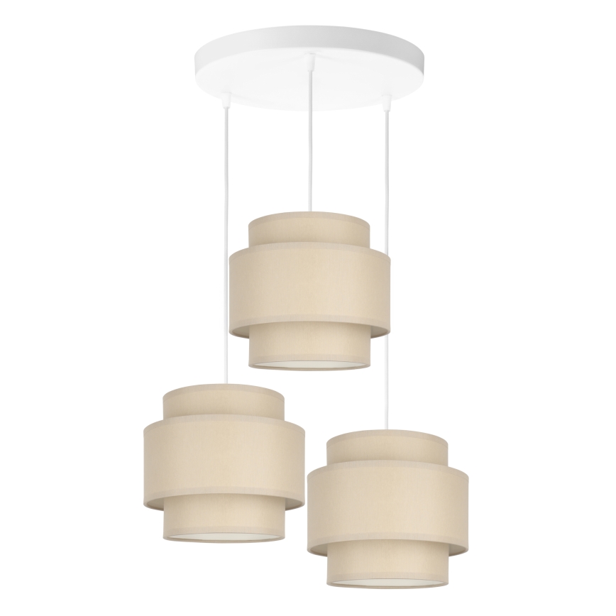 Brilagi - Lampadario a sospensione con cavo RESNA 3xE27/60W/230V Ø 45 cm beige