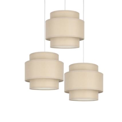 Brilagi - Lampadario a sospensione con cavo RESNA 3xE27/60W/230V Ø 45 cm beige