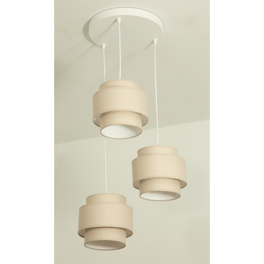 Brilagi - Lampadario a sospensione con cavo RESNA 3xE27/60W/230V Ø 45 cm beige