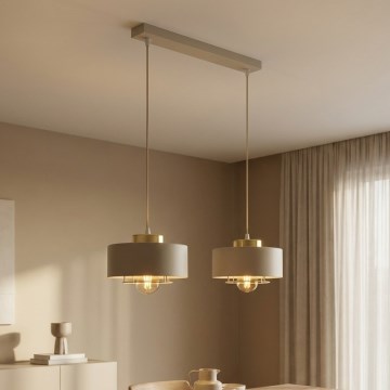 Brilagi - Lampadario a sospensione con cavo SPRING 2xE27/60W/230V beige/oro