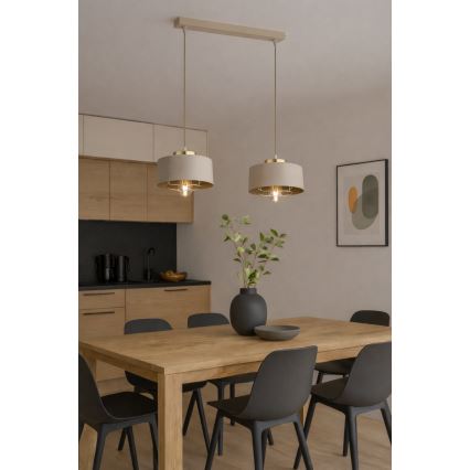 Brilagi - Lampadario a sospensione con cavo SPRING 2xE27/60W/230V beige/oro