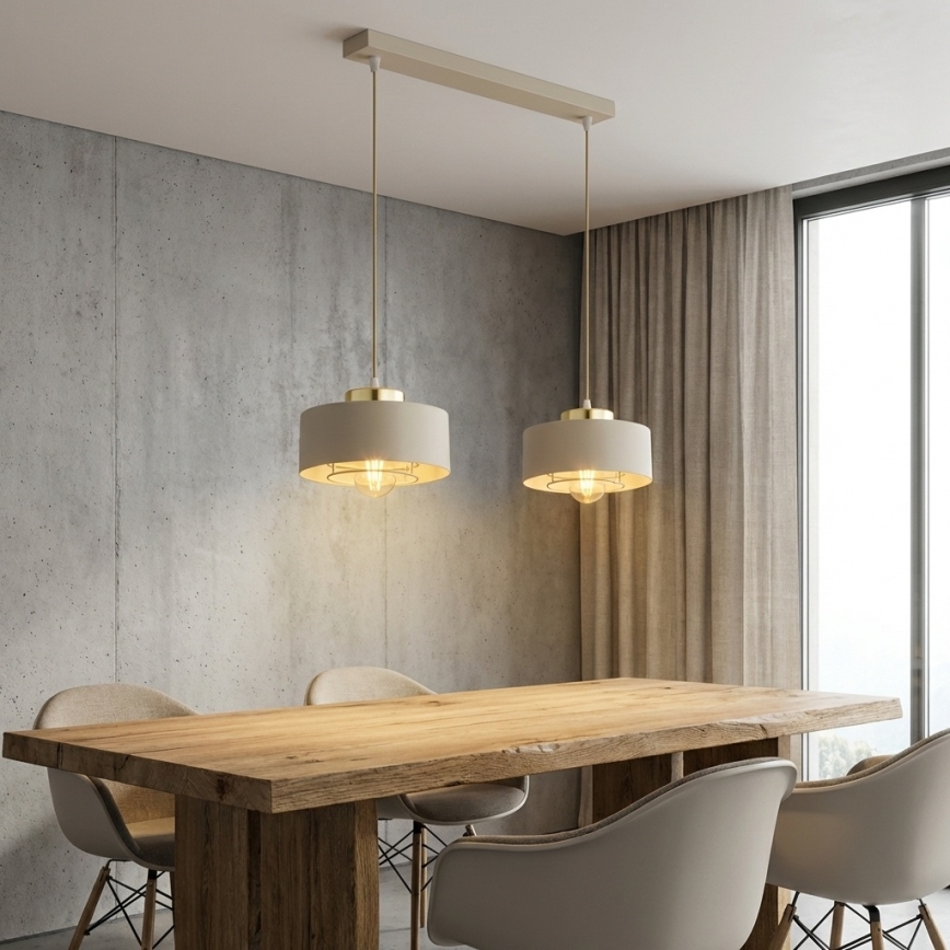 Brilagi - Lampadario a sospensione con cavo SPRING 2xE27/60W/230V beige/oro