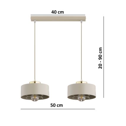 Brilagi - Lampadario a sospensione con cavo SPRING 2xE27/60W/230V beige/oro