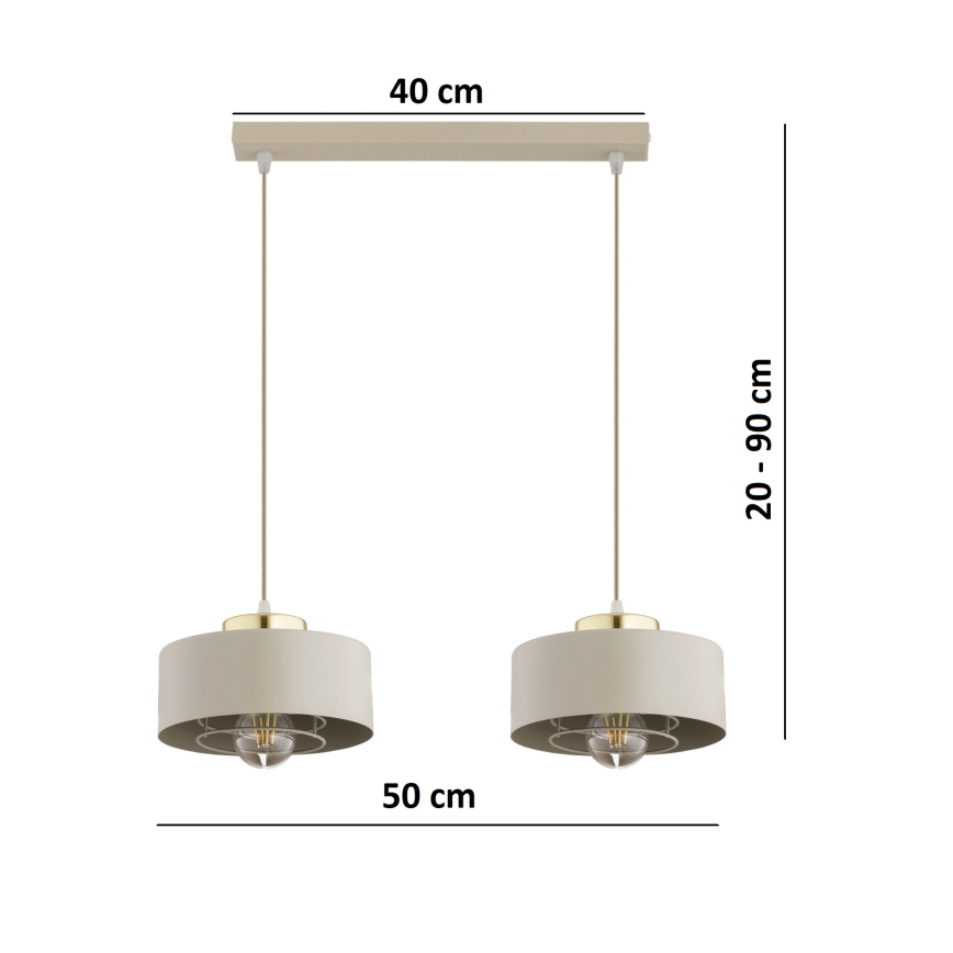 Brilagi - Lampadario a sospensione con cavo SPRING 2xE27/60W/230V beige/oro