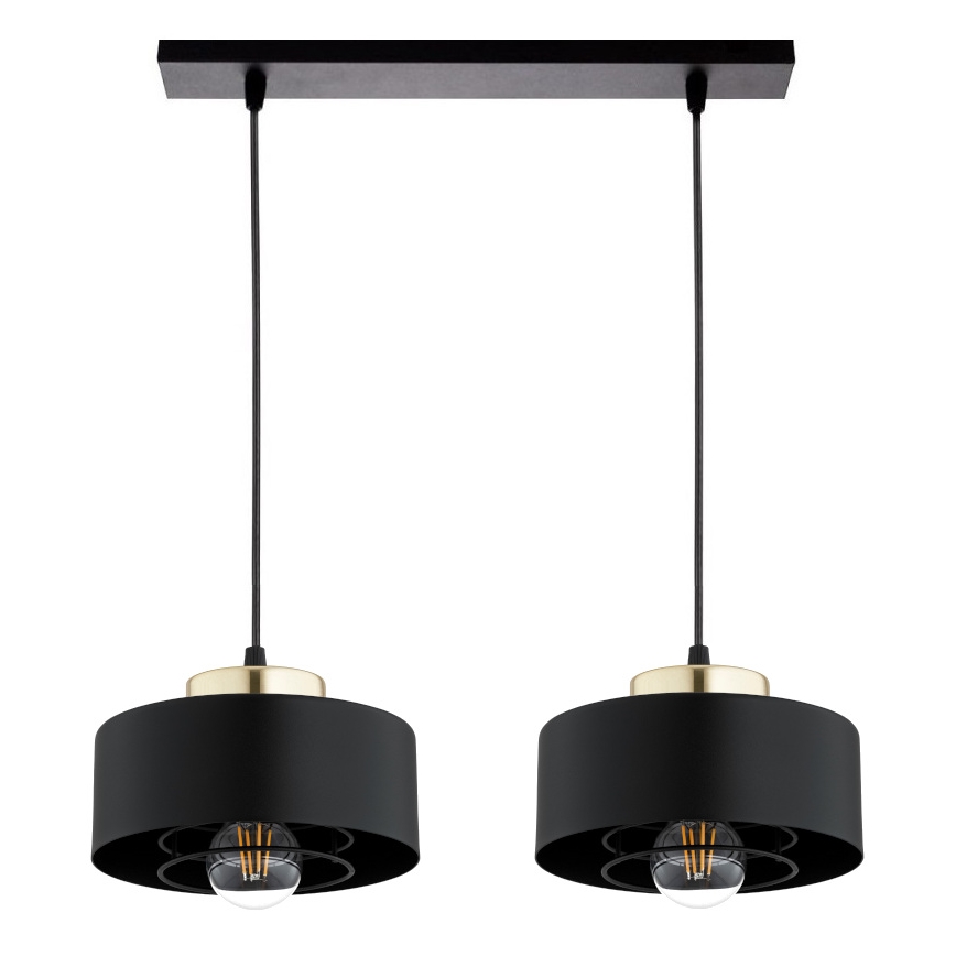 Brilagi - Lampadario a sospensione con cavo SPRING 2xE27/60W/230V nero/oro