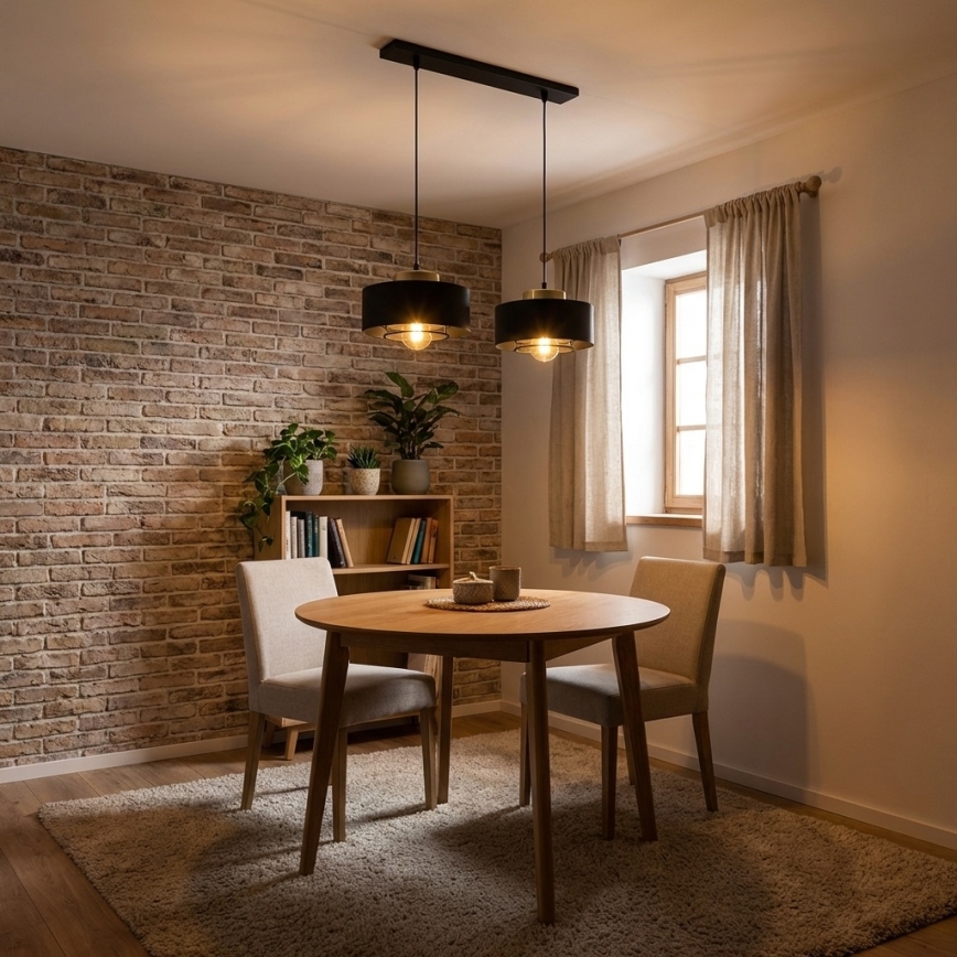 Brilagi - Lampadario a sospensione con cavo SPRING 2xE27/60W/230V nero/oro