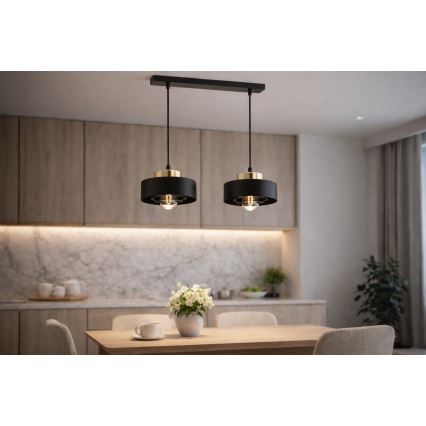 Brilagi - Lampadario a sospensione con cavo SPRING 2xE27/60W/230V nero/oro