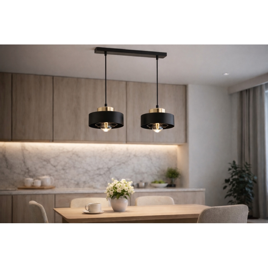 Brilagi - Lampadario a sospensione con cavo SPRING 2xE27/60W/230V nero/oro
