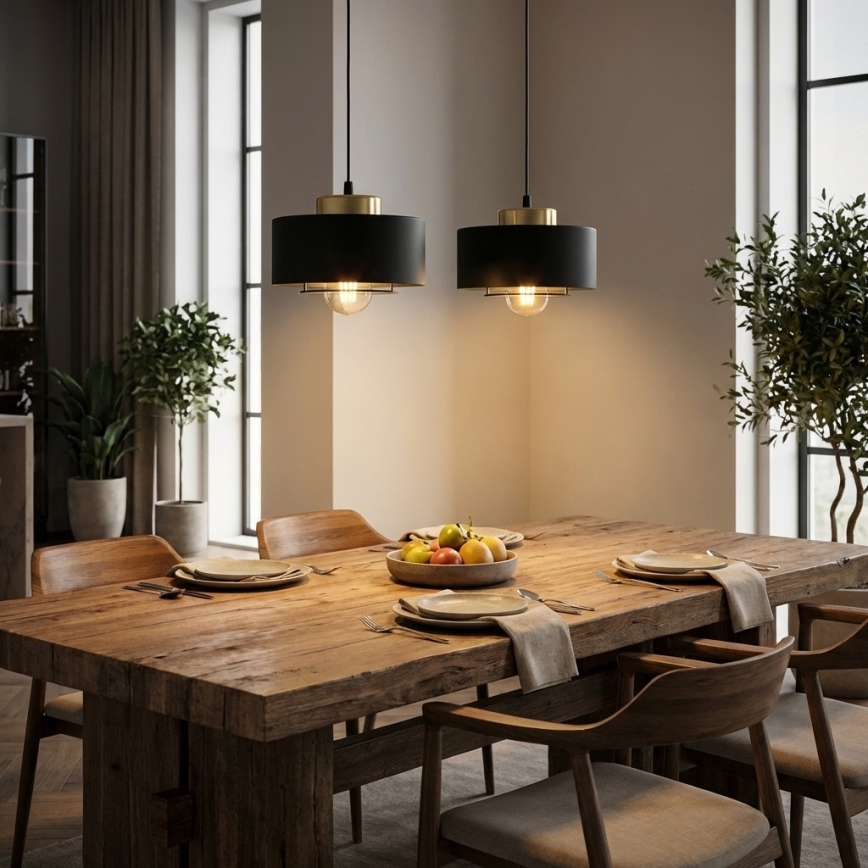 Brilagi - Lampadario a sospensione con cavo SPRING 2xE27/60W/230V nero/oro