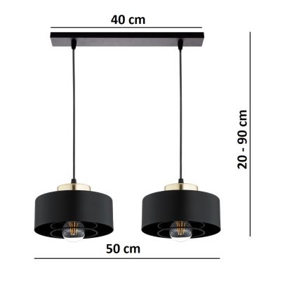 Brilagi - Lampadario a sospensione con cavo SPRING 2xE27/60W/230V nero/oro