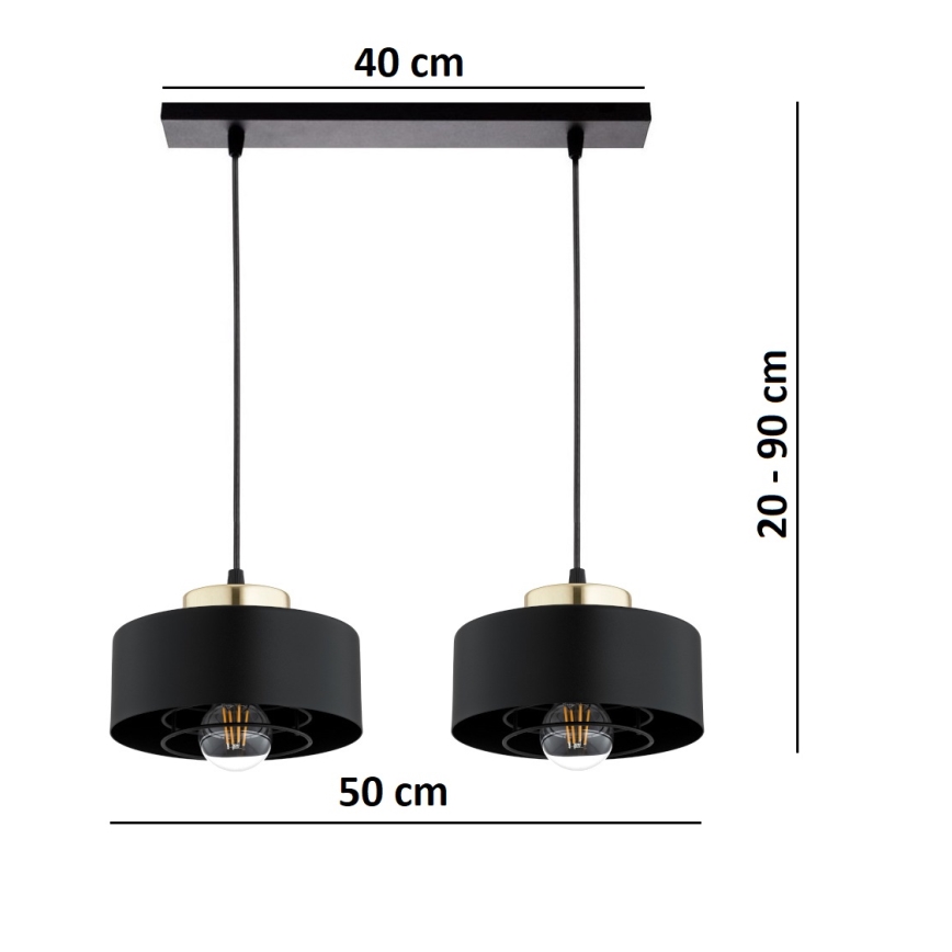 Brilagi - Lampadario a sospensione con cavo SPRING 2xE27/60W/230V nero/oro