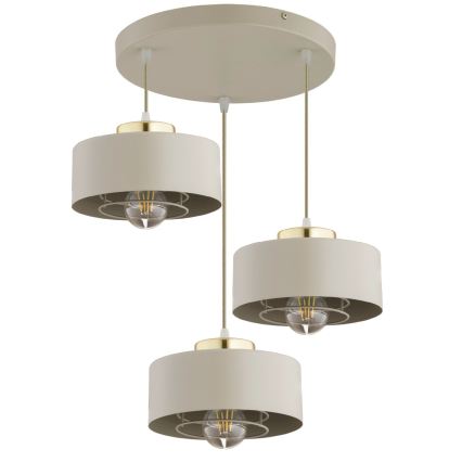 Brilagi - Lampadario a sospensione con cavo SPRING 3xE27/60W/230V beige/oro