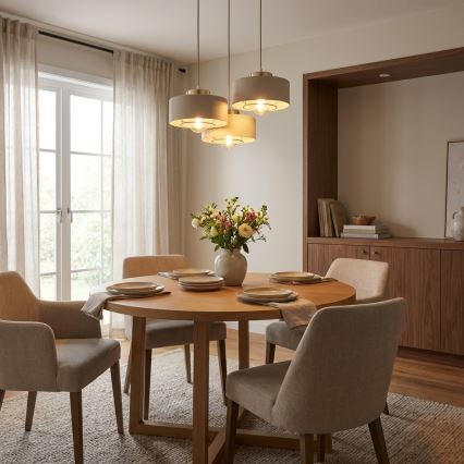 Brilagi - Lampadario a sospensione con cavo SPRING 3xE27/60W/230V beige/oro