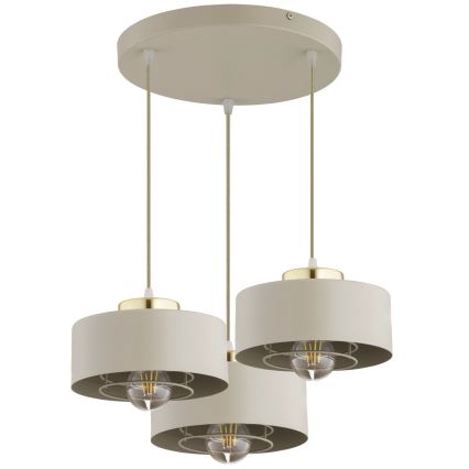 Brilagi - Lampadario a sospensione con cavo SPRING 3xE27/60W/230V beige/oro
