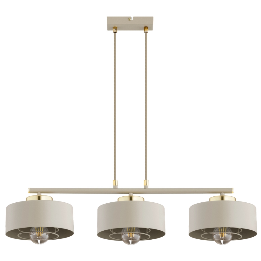 Brilagi - Lampadario a sospensione con cavo SPRING 3xE27/60W/230V beige/oro