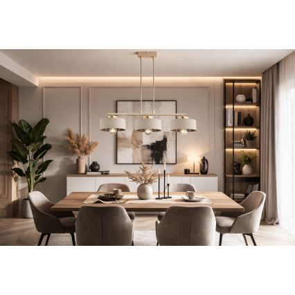 Brilagi - Lampadario a sospensione con cavo SPRING 3xE27/60W/230V beige/oro
