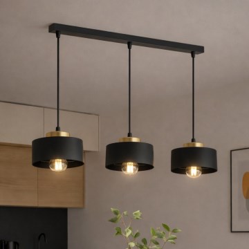 Brilagi - Lampadario a sospensione con cavo SPRING 3xE27/60W/230V nero/oro