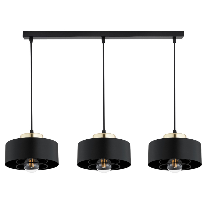 Brilagi - Lampadario a sospensione con cavo SPRING 3xE27/60W/230V nero/oro