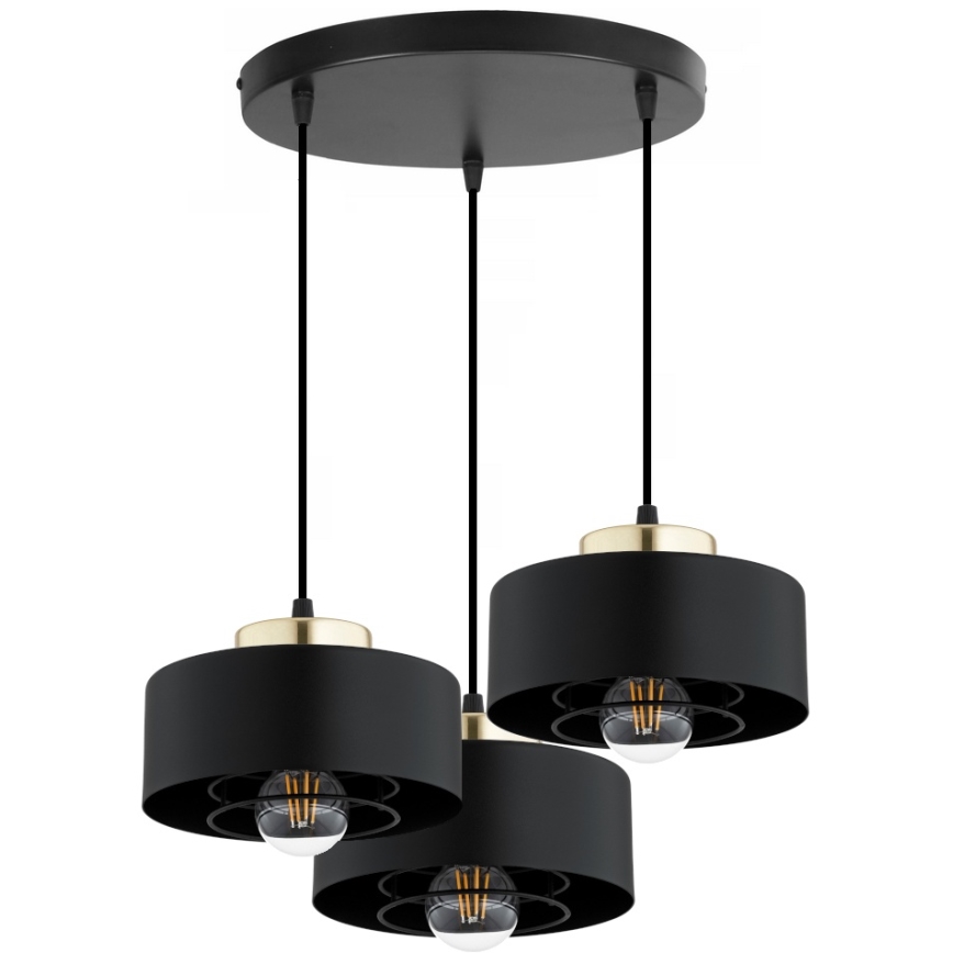Brilagi - Lampadario a sospensione con cavo SPRING 3xE27/60W/230V nero/oro