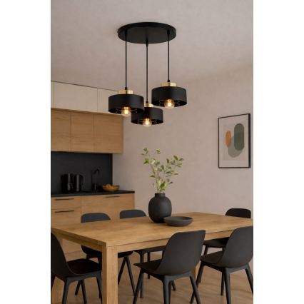 Brilagi - Lampadario a sospensione con cavo SPRING 3xE27/60W/230V nero/oro