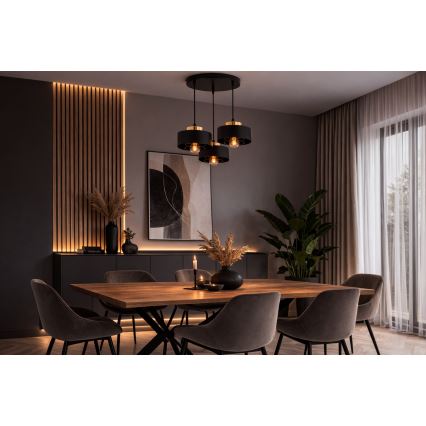 Brilagi - Lampadario a sospensione con cavo SPRING 3xE27/60W/230V nero/oro
