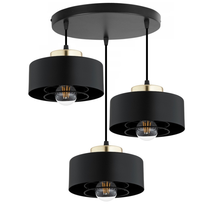 Brilagi - Lampadario a sospensione con cavo SPRING 3xE27/60W/230V nero/oro